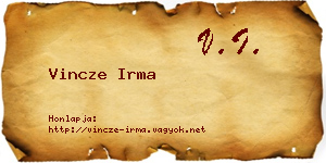 Vincze Irma névjegykártya