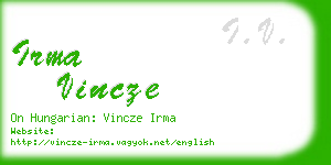 irma vincze business card